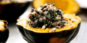 Mushroom and Wild Rice Stuffed Squash