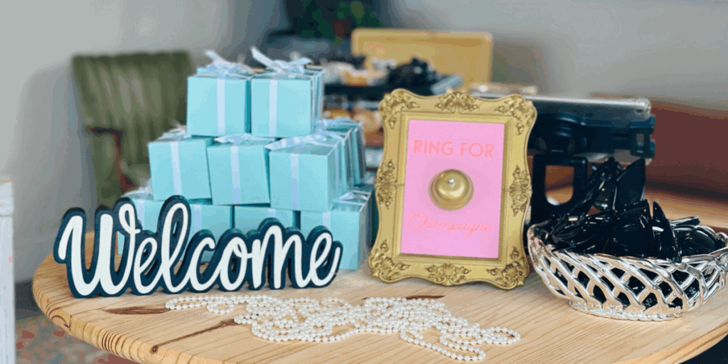Tiffany ring boxes and Audry Hepburn sunglasses