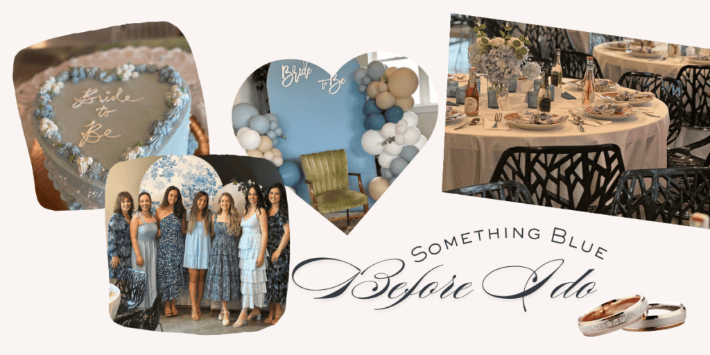 Something Blue Before I Do bridal shower theme with blue decor at a Saratoga winery